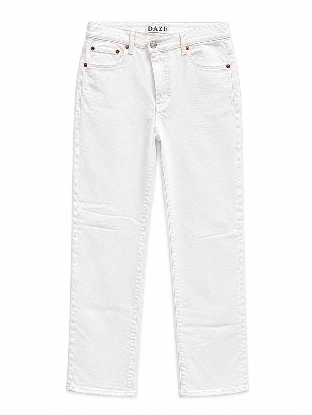 DAZE White High-Rise Straight-Leg Jeans